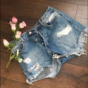 H&M Blue Jean Distressed Shorts